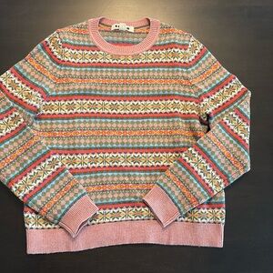 Boden sweater Edie Fair isle NWOT Heritage fair isle Pink Medium holiday Xmas